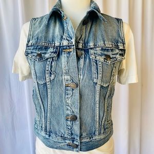 J Crew Indigo Denim Vest- Stonewashed- XS